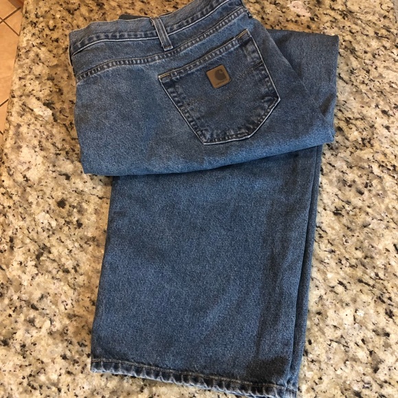 Men’s Carhartt Relaxed Fit Light Wash Jeans, Size 50x32 - Picture 1 of 8